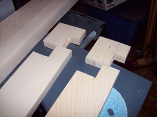 Close-up view of notched pieces