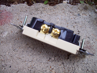 Close-up view of the now modified outlet