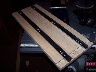 Rails installed on the shelves